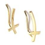 Les trsors de lily [m7336] - boucles contours d'oreilles plaqu or 'croix' dor