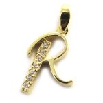 Les trsors de lily [m8755] - pendentif plaqu or  lettre r  blanc dor