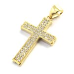 Les trsors de lily [m8954] - pendentif plaqu or  croix  blanc dor