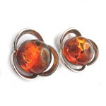 Les trsors de lily [n2235] - boucles argent 'inspiration' ambre cognac (rhodi)