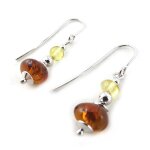 Les trsors de lily [n2247] - boucles argent 'inspiration' ambre cognac miel (rhodi)