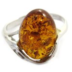 Les trsors de lily [n2548] - bague argent 'inspiration' ambre (rhodi)