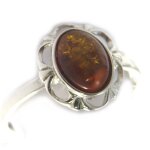 Les trsors de lily [n2576] - bague argent 'inspiration' ambre cognac (rhodi)