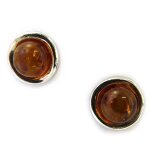 Les trsors de lily [n2786] - boucles argent 'inspiration' ambre cognac (rhodi) - 8 mm