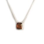Les tr�sors de lily [n2798] - collier argent 'inspiration' ambre cognac (rhodi�)