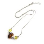 Les trsors de lily [n2808] - collier argent 'inspiration' ambre cognac et miel (rhodi)