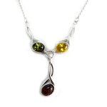 Les tr�sors de lily [n2810] - collier argent 'inspiration' 3 ambres (rhodi�)