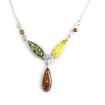 Les tr�sors de lily [n2811] - collier argent 'inspiration' 3 ambres (rhodi�)