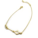 Les tr�sors de lily [n2835] - bracelet plaqu� or 'jeux de cartes' blanc dor� (carreaux)