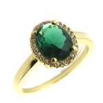 Les trsors de lily [n5425] - bague plaqu or &victorina& vert meraude