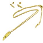 Les trsors de lily [p5057] - parure collier boucles acier &navajos& dor (plumes)