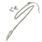 Les trsors de lily [p5058] - parure collier boucles acier &navajos& argent (plumes)