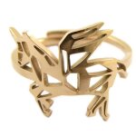 Les trsors de lily [p7036] - bague crateur acier &licorne mania& dor ros (gold pink) - 15x15 mm
