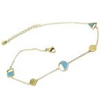 Les tr�sors de lily [p7816] - chaine cheville acier &boho& turquoise dor� - 25. 5 cm, 6 et 8 mm