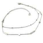 Les trsors de lily [p7824] - chaine cheville acier &chorgraphie& argent - 25. 5 cm, 2 rangs