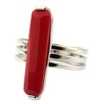 Les trsors de lily [p7991] - bague argent &boho& rouge argent (rhodi) - 22x5 mm
