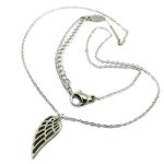 Les trsors de lily [p8059] - collier acier &les ailes d&ange& argent - 15x6 mm