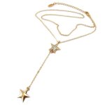 Les tr�sors de lily [p8145] - collier cr�ateur &une etoile est n�e& blanc dor� ros� - 41 cm, 9 cm