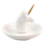 Les trsors de lily [p9516] - porte - bagues &licorne& dor ivoire - 10x8 cm