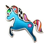 Les trsors de lily [p9803] - broche artisanale &colombine & arlequin& bleu multicolore argent (licorne ...