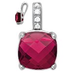 Les trsors de lily [q0569] - pendentif argent 'sissi' rubis blanc argent (rhodi) - 15x9 mm