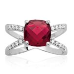 Les trsors de lily [q0574] - bague argent 'sissi' rubis blanc argent (rhodi) - 10 mm