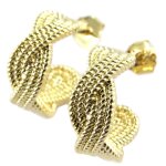 Les trsors de lily [q1058] - croles plaqu or 'chorgraphie' dor (tresses) - 16x10 mm