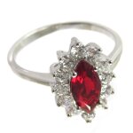 Les trsors de lily [q1095] - bague argent 'victorina' rubis blanc argent (rhodi) - 16x10 mm
