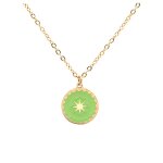 Les trsors de lily [q2548] - collier crateur acier 'etoile du nord' vert clair dor - 10x10 mm