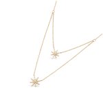 Les trsors de lily [q4035] - collier plaqu - or 'etoile du nord' blanc dor - 13 et 10 mm