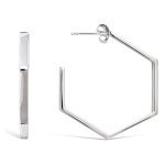 Les trsors de lily [q4060] - croles plaqu or 'cleopatra' argent rhodi (hexagone) 30 mm 3 mm