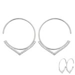 Les tr�sors de lily [q4168] - cr�oles argent 'cl�opatra' blanc argent� (rhodi�) - 25 mm, 25x5 mm