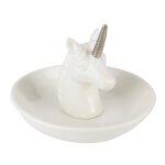 Les trsors de lily [q4764] - porte - bagues 'licorne' argent ivoire - 10x8 cm