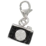 Les trsors de lily [q4900] - pendentif charm argent 'appareil photo' noir argent (rhodi) - 10x6 mm ...