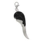 Les trsors de lily [q4909] - pendentif charm argent 'les ailes d'ange' noir argent (rhodi) - 38x12 ...