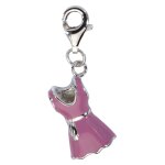 Les trsors de lily [q4913] - pendentif charm argent 'robe' rose argent (rhodi) - 15x10 mm