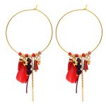 Les trsors de lily [q5066] - croles crateur acier 'boho' rouge dor (plume) - 35 mm, motif plume 30 ...