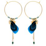 Les trsors de lily [q5071] - croles crateur acier 'boho' bleu dor (plume) - 35 mm, 35 mm
