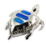 Les trsors de lily [q5680] - pendentif argent artisanal 'tortue' bleu opalite argent - 25x20 mm