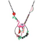Les trsors de lily [q5806] - collier crateur 'lilipoupettes' (flamant rose) rose vert noir - 75x50 ...