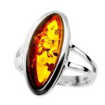 Les trsors de lily [q6814] - bague argent 'inspiration' ambre (rhodi) - 20x9 mm