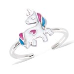 Les trsors de lily [q7522] - bague argent enfant 'licorne mania' rose bleu argent (rhodi)