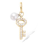 Les trsors de lily [q7604] - pendentif plaqu or 'cl des possibles' blanc dor - 14x7 mm