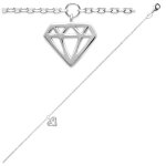 Les trsors de lily [q8098] - chaine cheville argent 'diamant' argent (rhodi) - 25 cm 10x8 mm