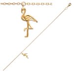 Les trsors de lily [q8100] - chane cheville 'flamant rose' dor - 25 cm 15x8 mm