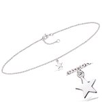 Les trsors de lily [q8227] - chaine cheville argent 'etoile' argent (rhodi) - 25 cm 7x7 mm