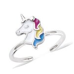 Les trsors de lily [q8231] - bague argent enfant 'licorne mania' rose bleu argent (rhodi) - 9x8 mm ...