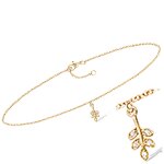 Les trsors de lily [q8242] - chane cheville plaqu or 'epi de bl' blanc dor - 25 cm 8x6 mm
