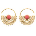Les trsors de lily [q8414] - croles plaqu or 'cleapatra' corail dor - 25 mm
