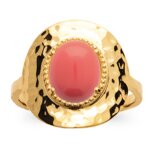 Les trsors de lily [q8421] - bague plaqu or 'cleopatra' corail dor - 18x17 mm